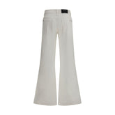 7FOR Cream Cotton Flared Jeans
